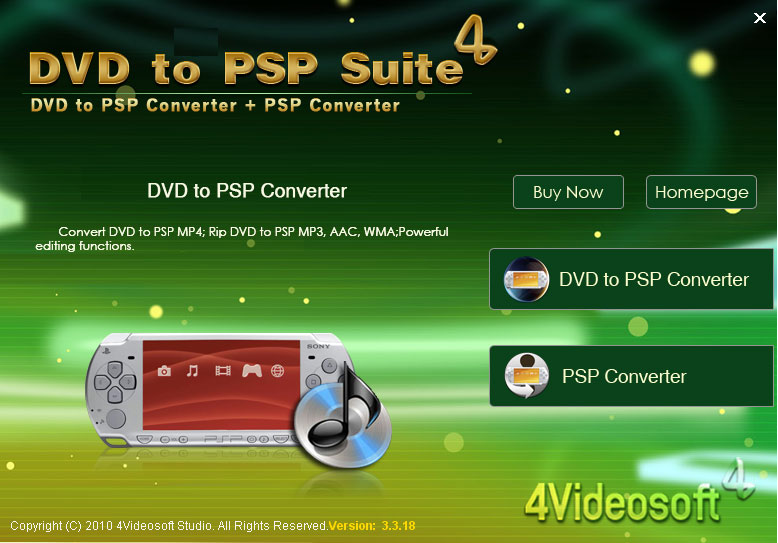 Screenshot of 4Videosoft DVD to PSP Suite