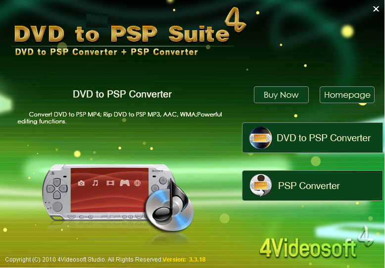 Screenshot of 4Videosoft DVD to PSP Suite 3.2.06