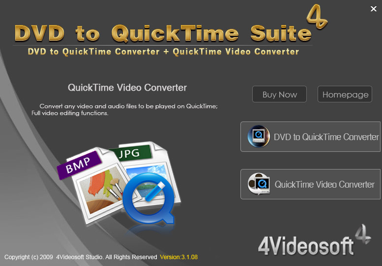Screenshot of 4Videosoft DVD to QuickTime Suite