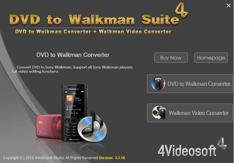 Convert DVD to Sony Ericsson Walkman and convert video/audios to Sony Walkman. 