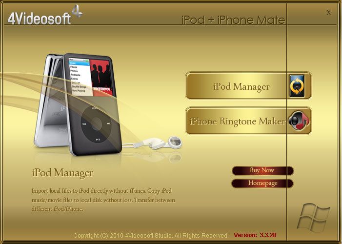 Screenshot of 4Videosoft iPod + iPhone Mate 3.3.10