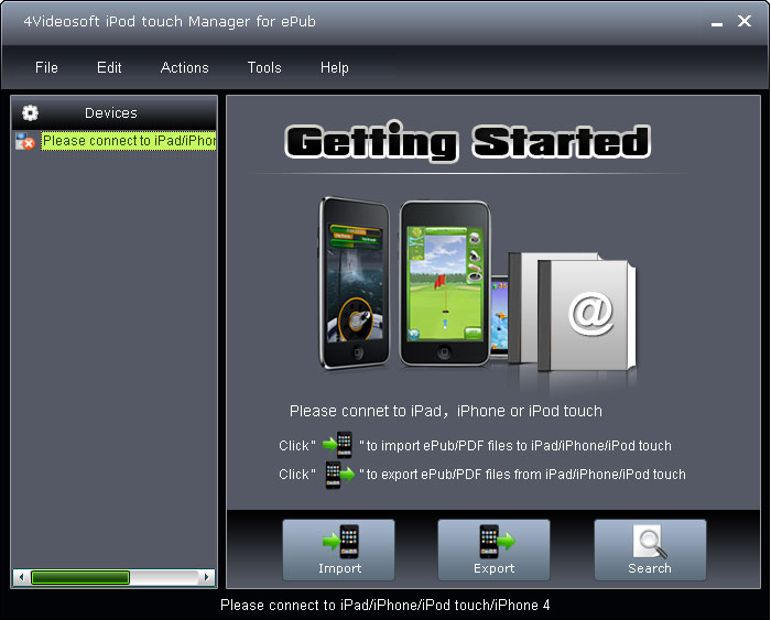 4Videosoft iPod touch Manager for ePub Screenshot