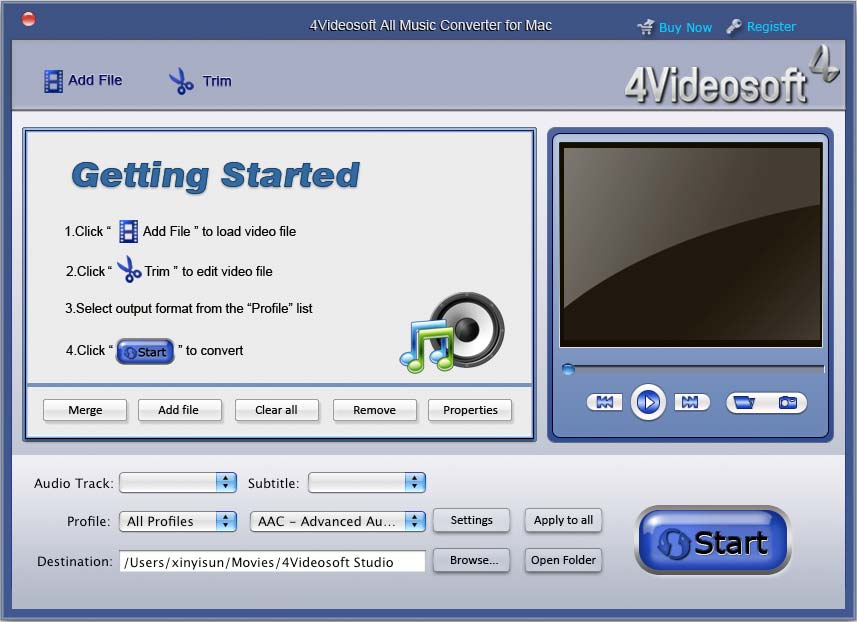 Screenshot of 4Videosoft All Music Converter for Mac