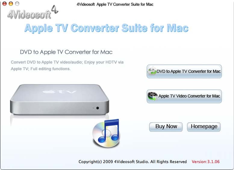 Screenshot of 4Videosoft Mac Apple TV Converter Suite