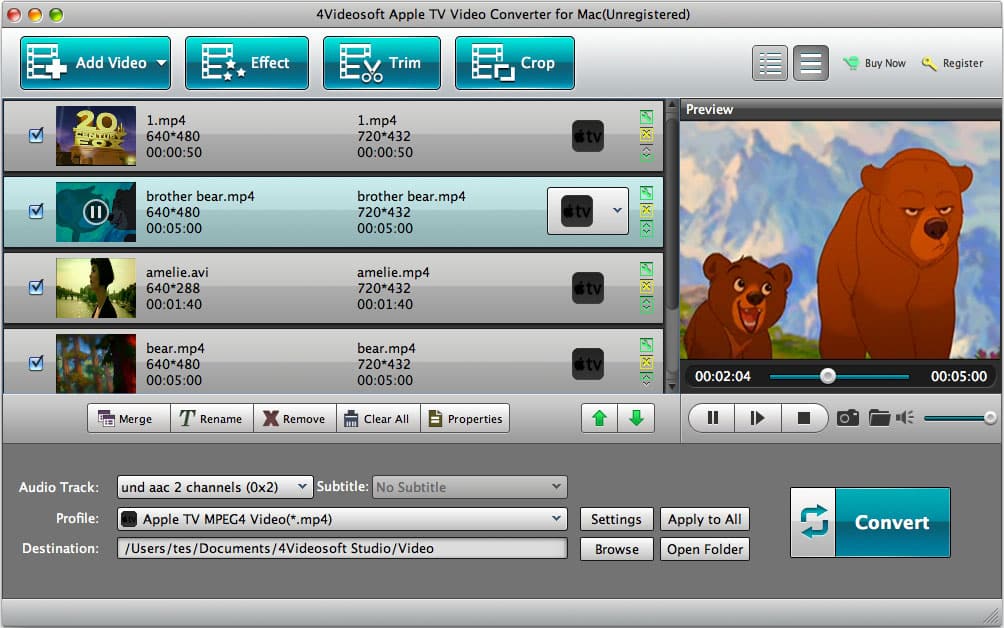 Screenshot of 4Videosoft Apple TV Converter for Mac
