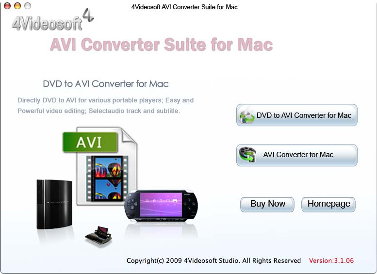 Screenshot of 4Videosoft AVI Converter Suite for Mac