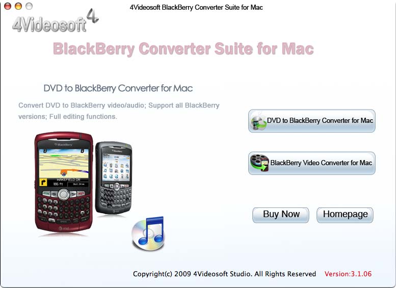 Screenshot of BlackBerry Converter Suite for Mac