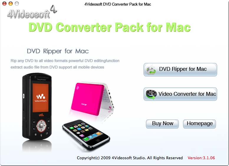 Screenshot of 4Videosoft DVD Converter Pack for Mac