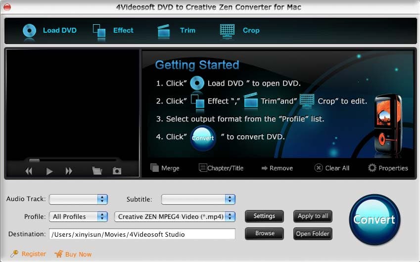 Screenshot of 4Videosoft Mac DVD CreativeZen Converter