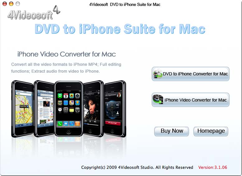 Screenshot of 4Videosoft DVD to iPhone Suite for Mac 3.1.12