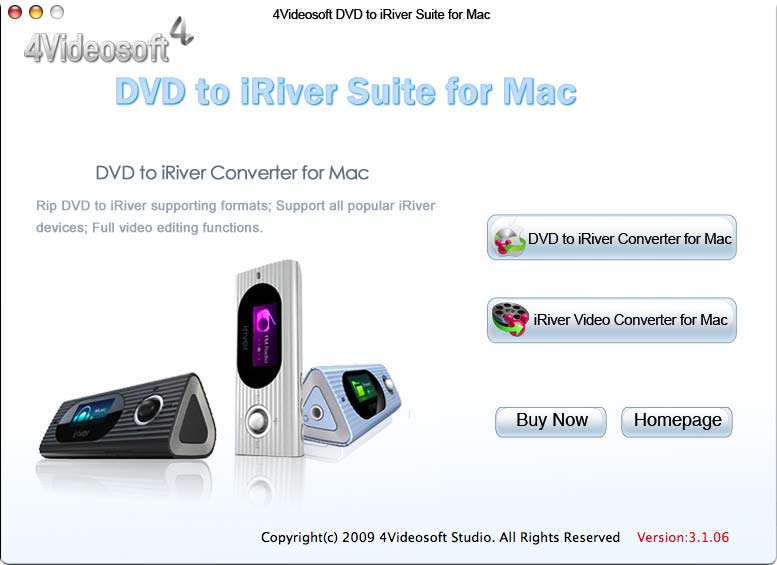 4Videosoft DVD to iRiver Suite for Mac Screenshot