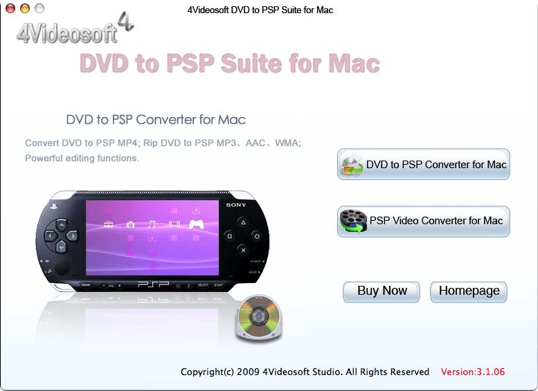 Screenshot of 4Videosoft DVD to PSP Suite for Mac 3.1.06