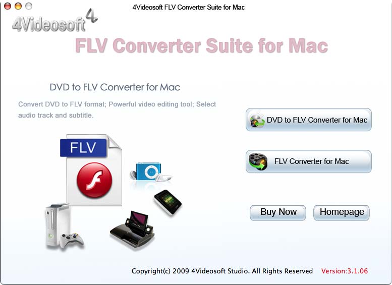 Screenshot of 4Videosoft FLV Converter Suite for Mac