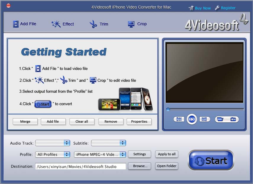 Screenshot of 4Videosoft Mac iPhone Video Converter
