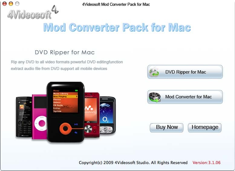 Screenshot of 4Videosoft Mod Converter Pack for Mac 3.1.06