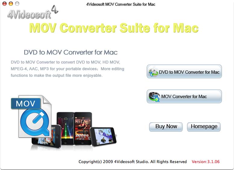 Screenshot of 4Videosoft MOV Converter Suite for Mac