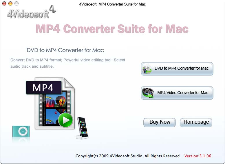 Screenshot of 4Videosoft MP4 Converter Suite for Mac 3.2.06