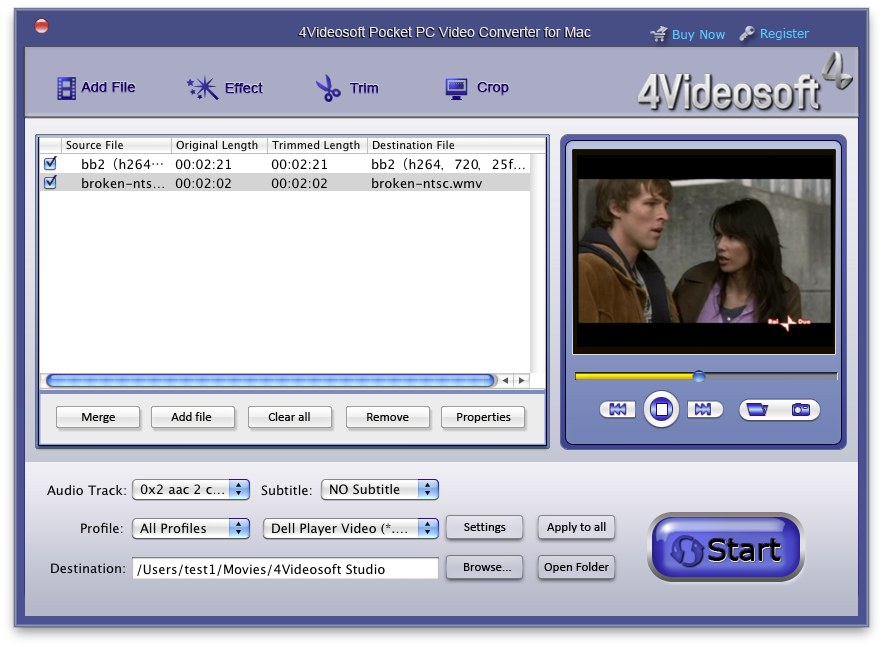 Screenshot of 4Videosoft Mac Pocket PC Video Converter