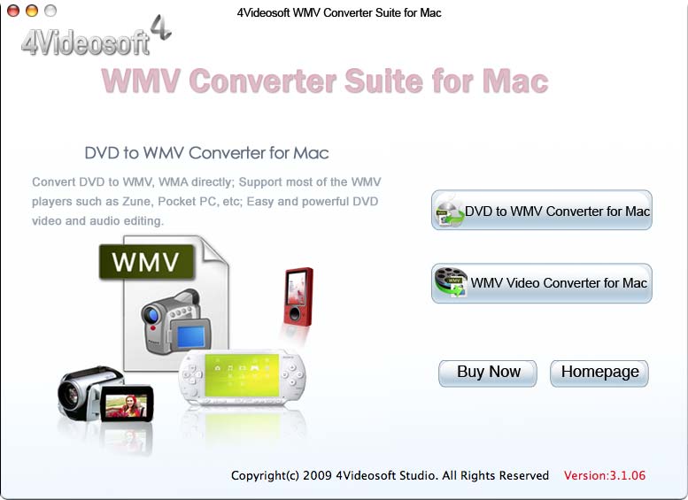 Screenshot of 4Videosoft WMV Converter Suite for Mac