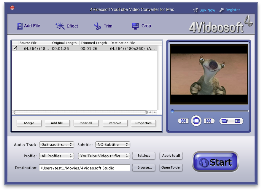 Screenshot of 4Videosoft Mac YouTube Video Converter
