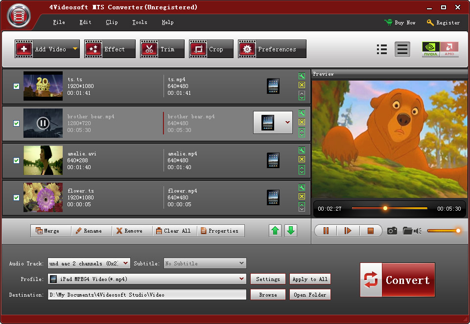 Screenshot of 4Videosoft MTS Converter 3.3.10