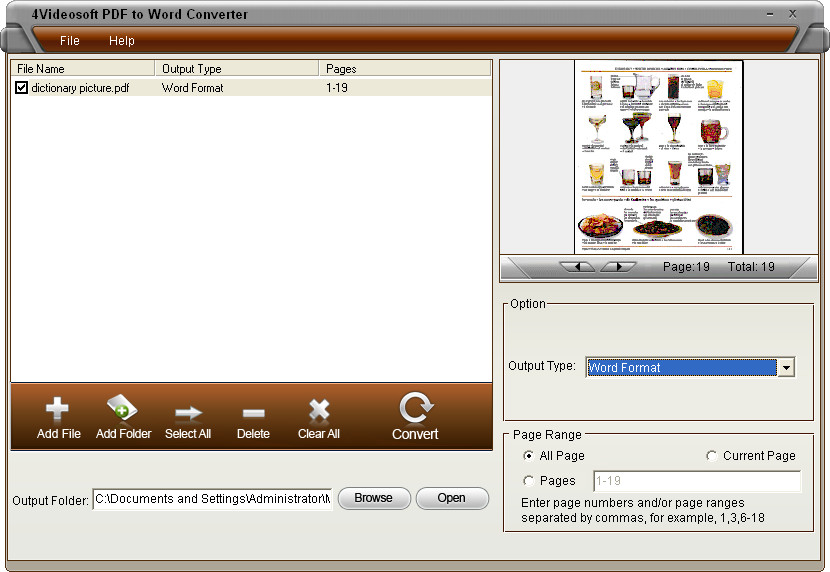 Click to view 4Videosoft PDF to Word Converter Tool 3.0.23 screenshot