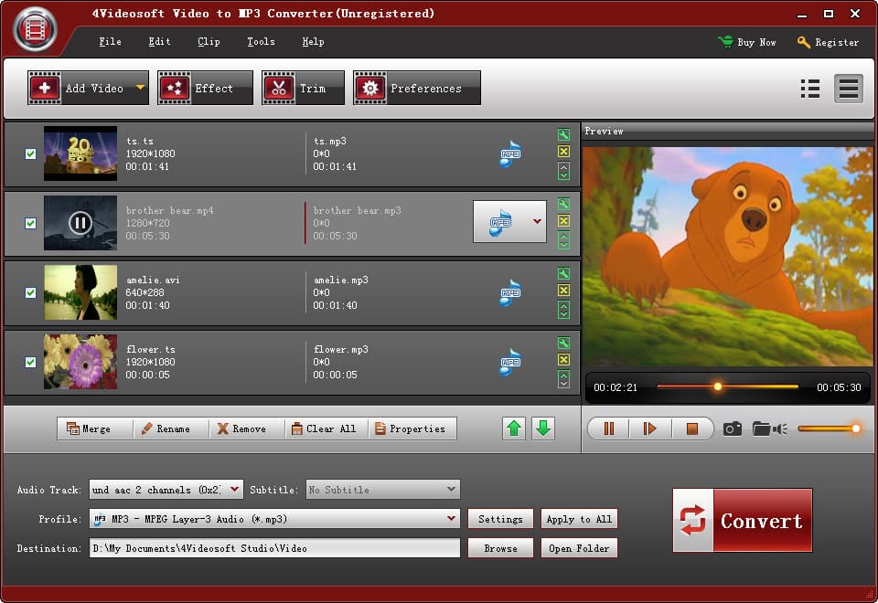 Screenshot of 4Videosoft Video to MP3 Converter 3.1.08