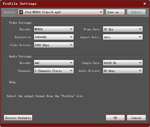 set output profile