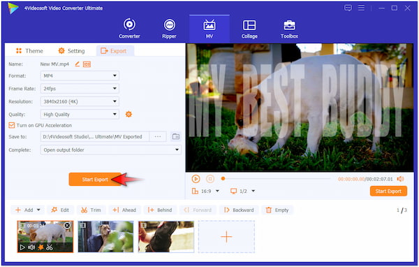 Start Video Export