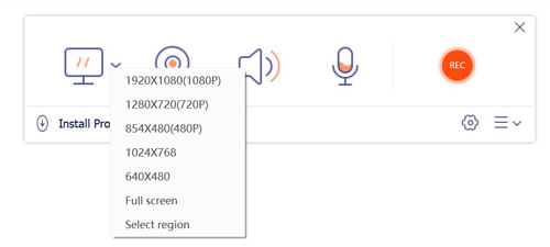 Selecteer Recording Area Audio