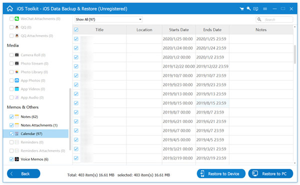 Bekijk en herstel back-up