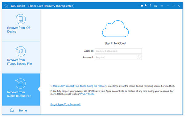 Recover from iCloud Backup