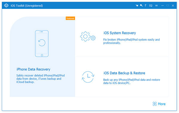 L'interfaccia di iOS Data Recovery