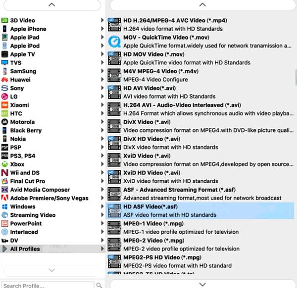 Vælg outputformat for dvd