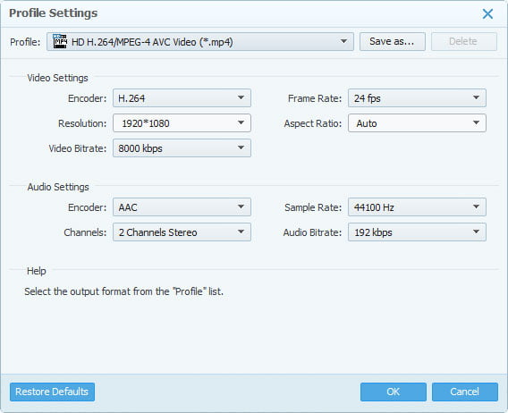 Choose Output Profile