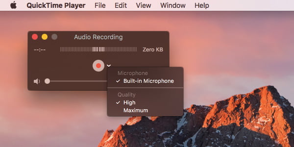 Quicktime audio felvétel