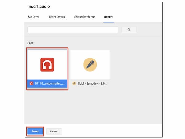Insérer de l'audio dans Google Slides