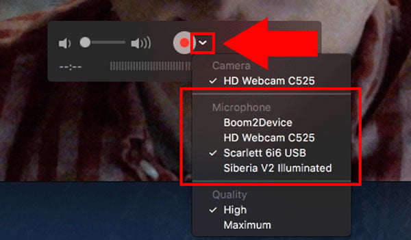 Quicktime Player Select Audio Input