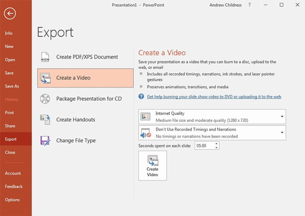 Dateiexport Video erstellen