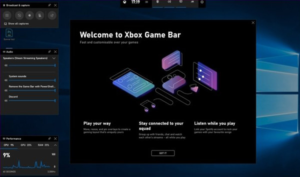Windows game bar