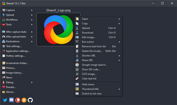 ShareX Open Source Bildschirmrekorder