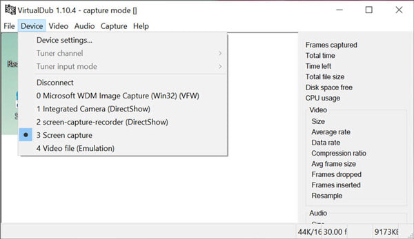 Nagrywarka ekranu Virtualdub Open Source