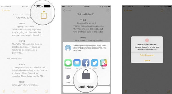 Bloquear notas com o Touch ID