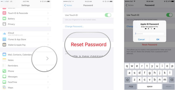 Reset iPhone Notes Password