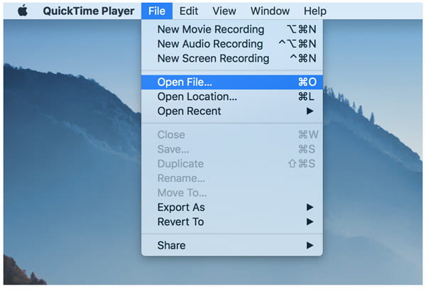 Open file with Quicktime