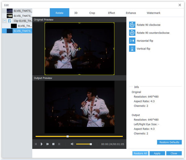 Rotate video to right angle